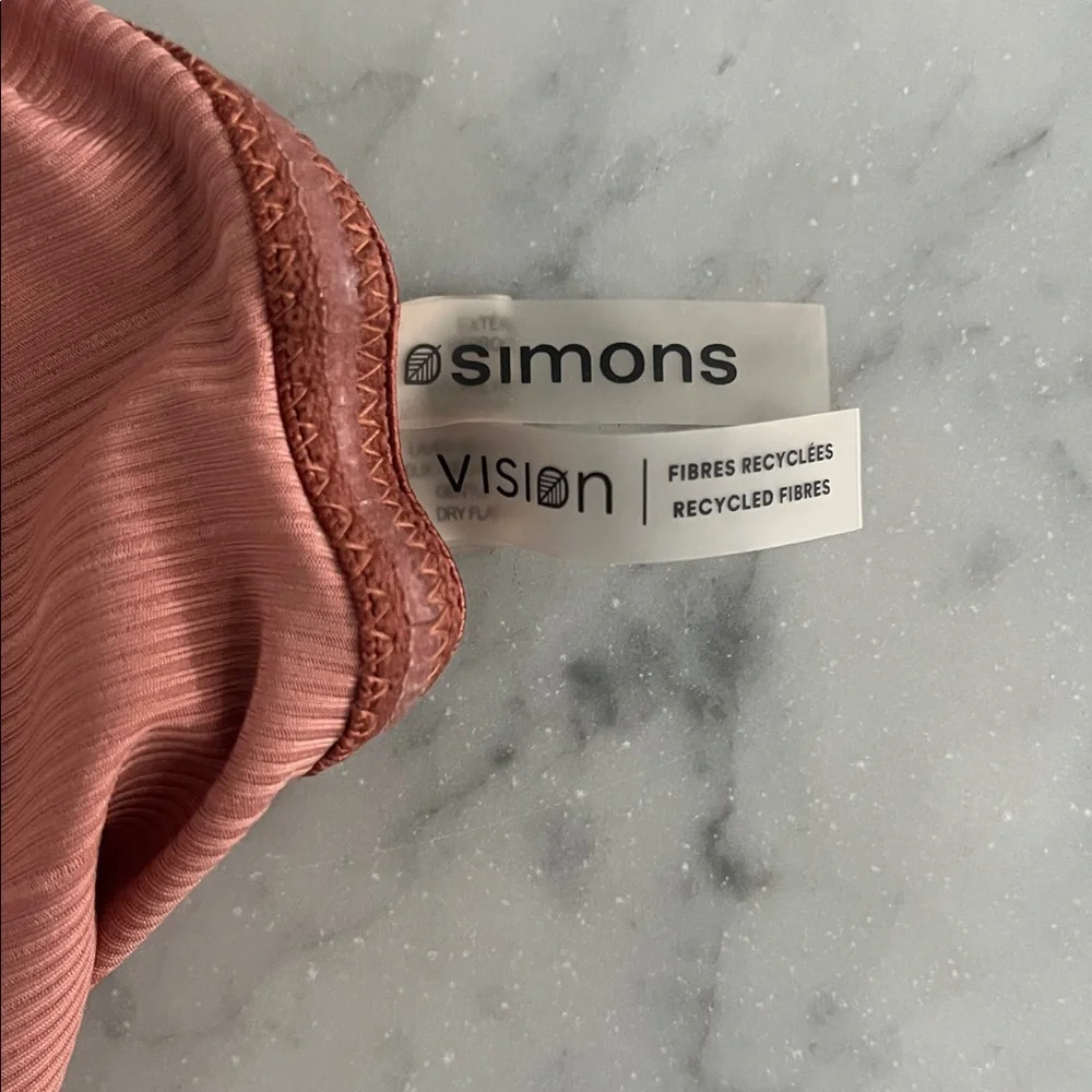 Simons Rusty Rose High-Waist Ruched Bikini Bottom - Picture 3 of 6